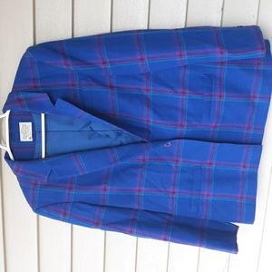 Vtg Pendleton virgin wool blazer size 14 blue plaid USA made